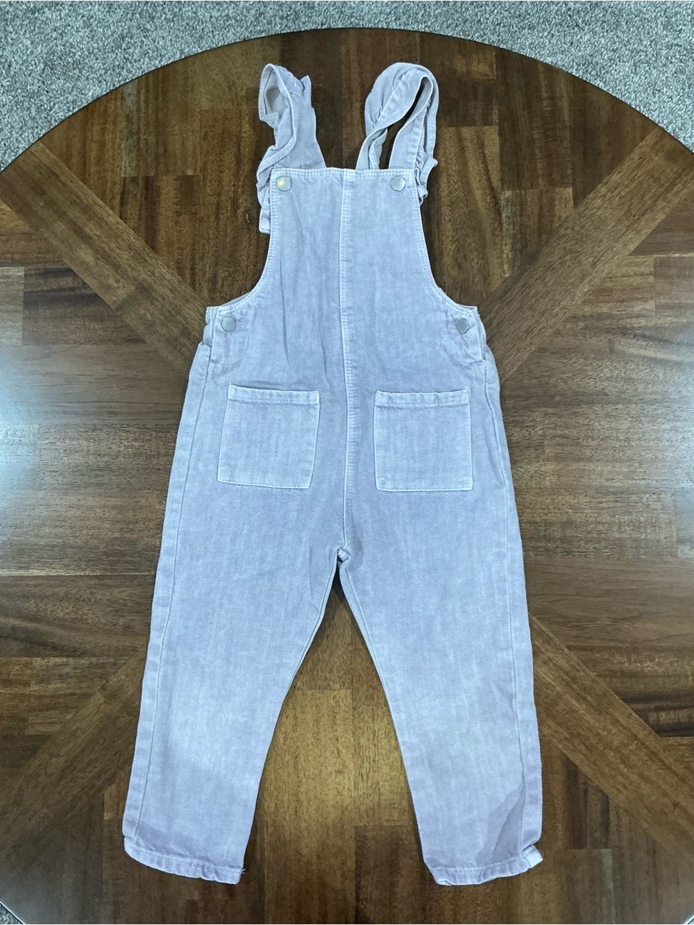 Zara Size 2-3 Girls Lavender Ruffle-Strap Overalls One-Piece